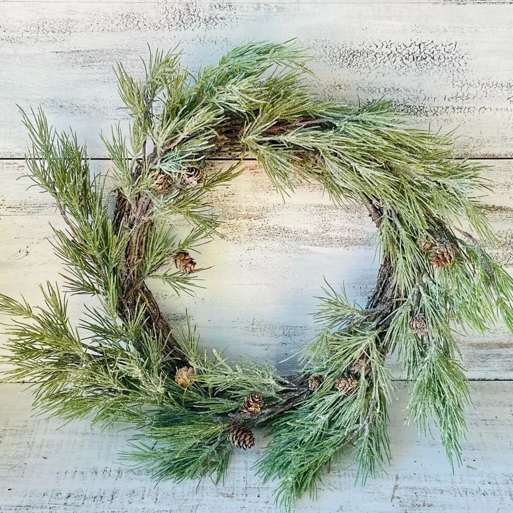 *Glittered Woodland Pine Wreath, 21”